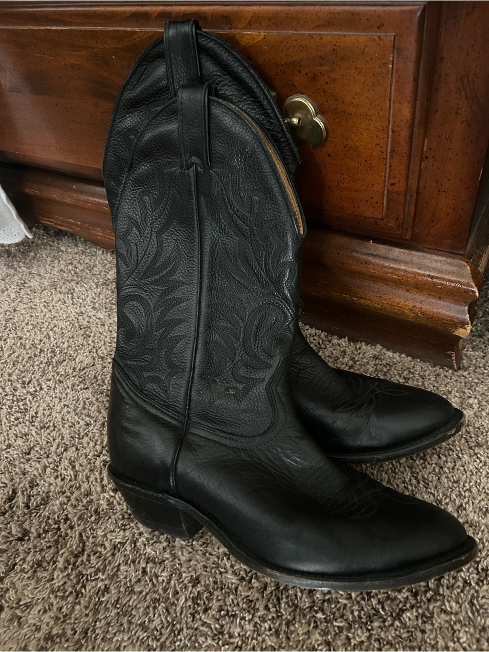 Black Western Leather Cowboy Boots - Unisex